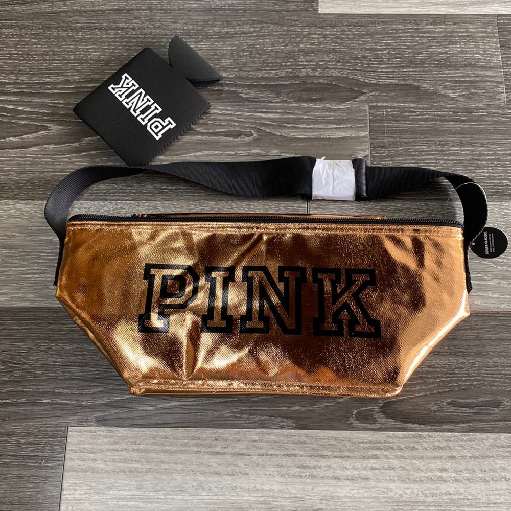 New Victoria’s Secret PINK metallic Cooler bag with koozie